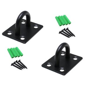 Maxmoral 2PCS 37x46mm خطافات من الفولاذ المقاوم للصدأ ثقوب على شكل حرف U شديدة التحمل مثبتة على الحائط حلقة خطاف تعليق بحري مع مسامير خطاف وحلقة أساسية سوداء in Kuwait