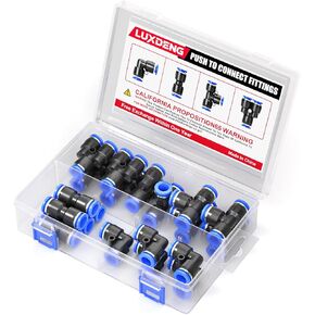 1/2 "مرفق أزرق OD، تي شيرت، مستقيم وفواصل ادفع لتوصيل تركيبات الأنبوب توصيل سريع بقفل دفع هوائي مناسب (عبوة من 20) in Kuwait