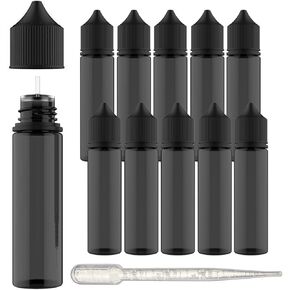 Chubby Gorilla V-3 PET Plastic Unicorn Squeeze Bottle 60ml (10 Pack) Dropper bottle (Black) REUSABLE, Child Resistant Cap, Easy Drip Tip Applicator Dropper Bottles with Squeeze Dropper in Kuwait