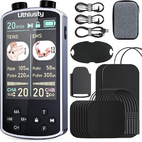 وحدة TENS لتحفيز العضلات مع شاشة ملونة، جهاز TENS EMS ثنائي القناة مع تردد قابل للتخصيص وعرض النبض، 36 وضعًا، 20 مستوى كثافة، جهاز تخفيف الألم قابل لإعادة الشحن - أسود (تخطيط الزر B) in Kuwait