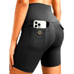 Women's high-Waisted Yoga Shorts with Functional Pockets - Stretchy Cycling Shorts for the Gym, Running, and Leisure in Kuwait