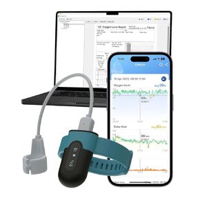 جهاز مراقبة الأكسجين في الدم من Vibeat OxyU - تتبع مستمر للأكسجين ومعدل ضربات القلب مع مستشعر الإصبع، ومقياس تأكسج نبض بلوتوث مع إشعار في الوقت الحقيقي، تطبيق مجاني وتقرير للكمبيوتر الشخصي in Kuwait