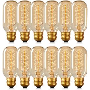 مصابيح DORESshop Edison، مصابيح إضاءة Edison عتيقة 40 وات، T45، 110-130 فولت، E26/E27 قاعدة مصابيح كهربائية ذات خيوط عتيقة مزخرفة وقابلة للتعتيم، زجاج كهرماني، أبيض دافئ، 4 عبوات in Kuwait