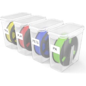 Filament Storage Box - 4 Pack 3D Printing Filament Container with Thick Silicone Seal, Dust-Proof Reusable Organizer with Writable Labels for 1.75mm PLA, ABS, PETG, TPU, PA (9.05"×7.87"×3.54") in Kuwait