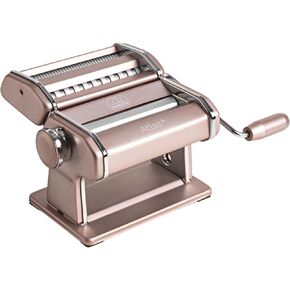 Marcato Made in Italy Atlas+Pasta Machine, Powder Pink. Chrome Plated Steel & Aluminum Rollers, Double Cutter for Lasagna, Fettuccine & Spaghetti; Durable Manual Pasta Maker for Homemade Pasta in Kuwait