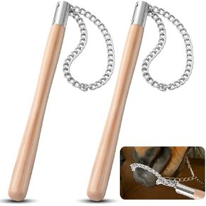 Lasnten 2 Pcs Horse Twitch Chain End Twitch for Horse with 17" Wooden Handle Vet Humane Restraint Tool Equine Nose Calming Handling Aid for Pony Stable Ranch Barn Grooming Veterinary Equestrian Tools in Kuwait