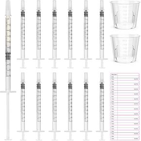 Syringes with Caps Kit, 100pcs 1ml Syringe, 2pcs 30ml Measuring Cup, 100pcs Adhesive Labels, for Colostrum, Pet Feeding, Scientific Labs in Saudi Arabia
