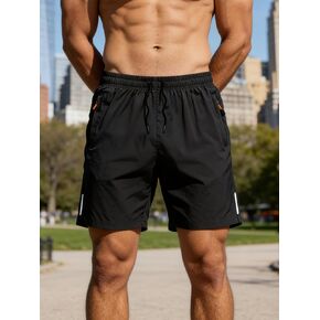 Men's Quick Dry Summer Shorts, 5 Inch Lightweight Breathable Sports Shorts with Elastic Waist, Casual Beach Running Gym Shorts for Men, Black,XL in Kuwait