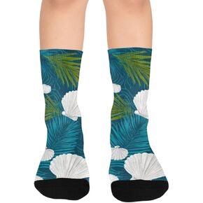 جوارب المشي لمسافات طويلة بلون أزرق صدفي استوائي - جوارب شتوية حرارية سميكة دافئة للأولاد والبنات الصغار للمدرسة، والارتداء اليومي والأنشطة الخارجية in Kuwait