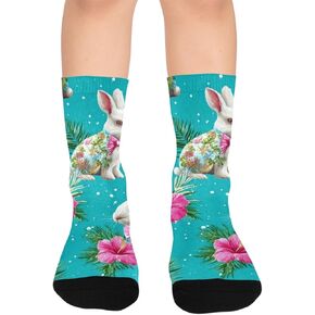 جوارب المشي لمسافات طويلة على شكل زهرة زرقاء من الأرانب الاستوائية - جوارب شتوية حرارية سميكة دافئة للأولاد والبنات للمدرسة، والارتداء اليومي والأنشطة الخارجية in Kuwait