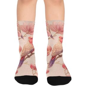 جوارب Blossom Birds Motif للمشي لمسافات طويلة - جوارب شتوية سميكة دافئة للأولاد والبنات الصغار للمدرسة، والارتداء اليومي والأنشطة الخارجية in Kuwait