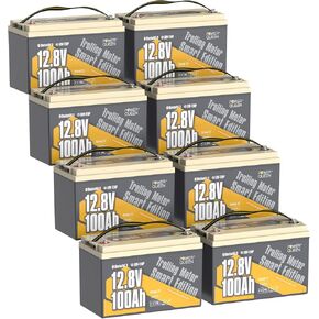 Power Queen 2Pack Bluetooth 12V 100Ah LiFePO4 Battery, Group 24 Deep Cycle Lithium Battery Max. Output Power 1280W, 100A BMS with Low-Temp Cut-off Protection for RV, Trolling Motors, Solar System in Kuwait