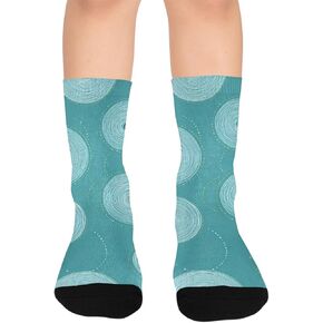 جوارب التنزه باللون الأزرق بتصميم حلقة باستيل - جوارب شتوية حرارية سميكة دافئة للأولاد والبنات الصغار للمدرسة، والارتداء اليومي والأنشطة الخارجية in Kuwait