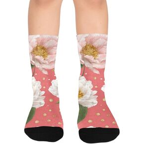 جوارب المشي لمسافات طويلة بتصميم الفاوانيا البيضاء - جوارب شتوية حرارية سميكة دافئة للأطفال الصغار للأولاد والبنات للمدرسة، والارتداء اليومي والأنشطة الخارجية in Kuwait