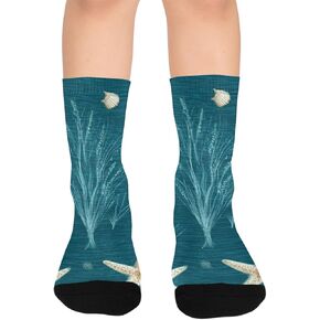 جوارب Art Ocean Shellscape للمشي لمسافات طويلة - جوارب شتوية حرارية سميكة دافئة للأطفال الصغار للأولاد والبنات للمدرسة، والارتداء اليومي والأنشطة الخارجية in Kuwait