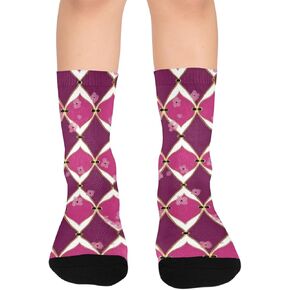 جوارب المشي لمسافات طويلة باللون الفوشيا الماسي - جوارب شتوية حرارية سميكة دافئة للأولاد والبنات الصغار للمدرسة، والارتداء اليومي والأنشطة الخارجية in Kuwait