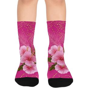 جوارب Flamingos Hibiscus Bloom الوردية للمشي لمسافات طويلة - جوارب شتوية حرارية سميكة دافئة للأولاد والبنات للمدرسة، والارتداء اليومي والأنشطة الخارجية in Kuwait