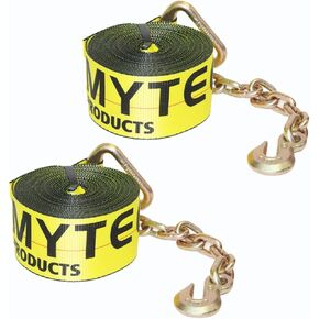 منتجات Mytee (10 عبوات من أشرطة الونش مقاس 3 بوصات × 30 بوصة مع سلسلة، وحزام ربط مسطح WLL 5000 للأسفل in Kuwait