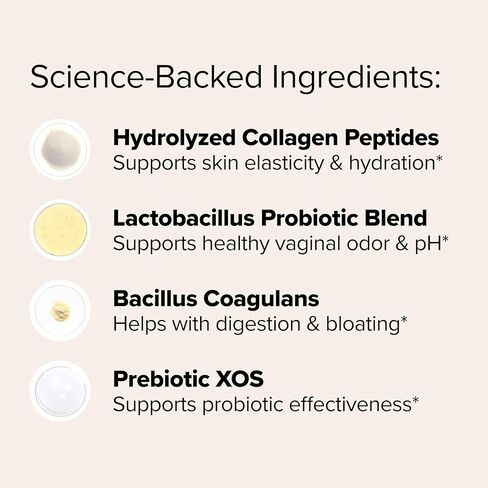 URO Women's Probiotic + مسحوق ببتيدات الكولاجين - صحة المهبل والجلد والأمعاء في ملعقة واحدة يومية - مع ببتيدات الكولاجين المتحللة، ومزيج البروبيوتيك، والبريبيوتيك XOS - 20 حصة in Kuwait