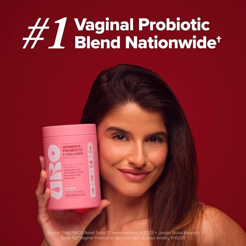 URO Women's Probiotic + مسحوق ببتيدات الكولاجين - صحة المهبل والجلد والأمعاء في ملعقة واحدة يومية - مع ببتيدات الكولاجين المتحللة، ومزيج البروبيوتيك، والبريبيوتيك XOS - 20 حصة in Kuwait