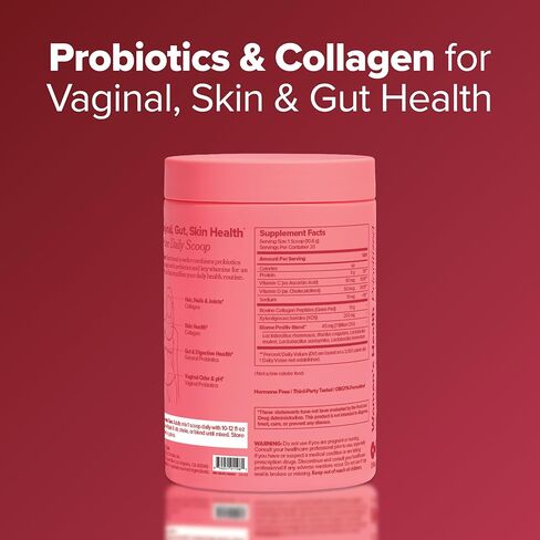 URO Women's Probiotic + مسحوق ببتيدات الكولاجين - صحة المهبل والجلد والأمعاء في ملعقة واحدة يومية - مع ببتيدات الكولاجين المتحللة، ومزيج البروبيوتيك، والبريبيوتيك XOS - 20 حصة in Kuwait