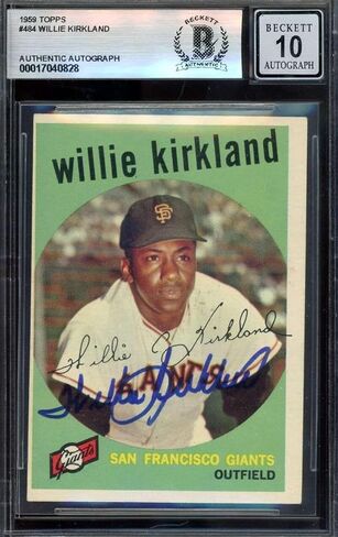 Willie Kirkland Gem Mint 10 Beckett BAS Signed 1959 Topps Autograph - Baseball Slabbed Autographed Cards in Saudi Arabia