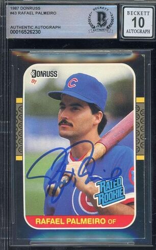 Rafael Palmeiro Gem Mint 10 Beckett BAS Signed 1987 Donruss Rookie Autograph - Baseball Slabbed Autographed Cards in Saudi Arabia