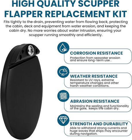 Zookpr 4Pcs 1-3/4" Boat Scupper Flapper Replacement Kit for FSRK-3-DP TH Mar-ine Scupper Flappers Repair Kit for Boats Stainless Steel and Plastic Boat Hull Repair Kit in Kuwait