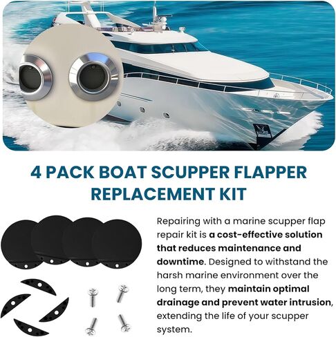 Zookpr 4Pcs 1-3/4" Boat Scupper Flapper Replacement Kit for FSRK-3-DP TH Mar-ine Scupper Flappers Repair Kit for Boats Stainless Steel and Plastic Boat Hull Repair Kit in Kuwait