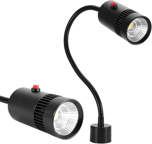7W LED Flexible Gooseneck Machine Tool Lamp Magnetic Mount for Sewing, Lathes, Study, Aluminum Silver in Saudi Arabia