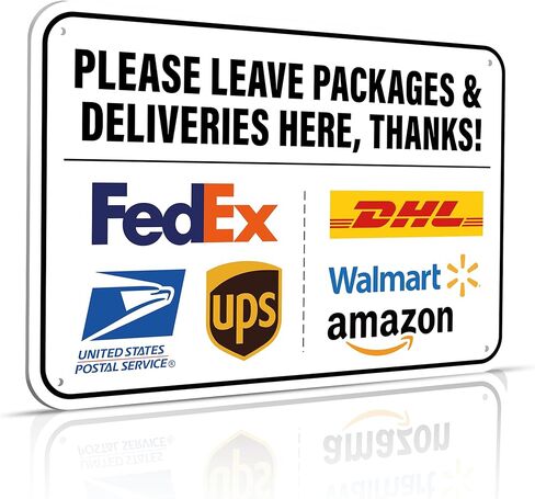 Please Place Packages in Box Thank You Sign 11.7 x 8 Inches Delivery Instructions for My Packages Orders from Amazon, UPS, FedEx, USPS, UPS in Saudi Arabia