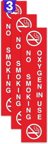 3 x No Smoking Oxygen in Use Sign | 9 x 2 Inch Self-adhesive Oxygen Sign | UV-resistant, Waterproof Oxygen in Use Signs for Home in Saudi Arabia