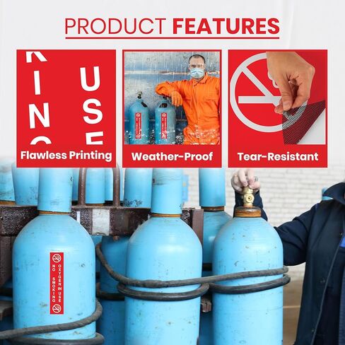 3 x No Smoking Oxygen in Use Sign | 9 x 2 Inch Self-adhesive Oxygen Sign | UV-resistant, Waterproof Oxygen in Use Signs for Home in Saudi Arabia