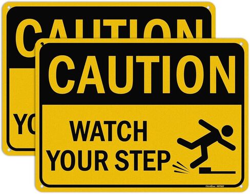 GicnKeuz Caution Watch Your Step Sign,10 x 7 Inches Safety Sign,Reflective Aluminum, Fade Resistant/Waterproof, Indoor or Outdoor Use (2-Pack) in Saudi Arabia