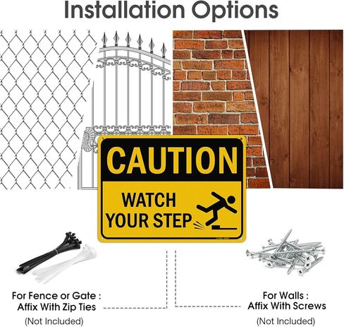 GicnKeuz Caution Watch Your Step Sign,10 x 7 Inches Safety Sign,Reflective Aluminum, Fade Resistant/Waterproof, Indoor or Outdoor Use (2-Pack) in Saudi Arabia