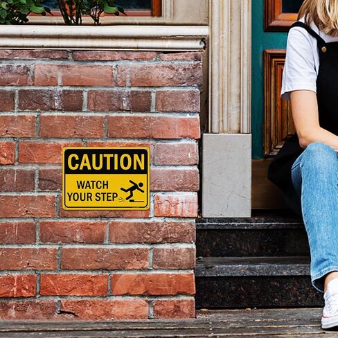 GicnKeuz Caution Watch Your Step Sign,10 x 7 Inches Safety Sign,Reflective Aluminum, Fade Resistant/Waterproof, Indoor or Outdoor Use (2-Pack) in Saudi Arabia