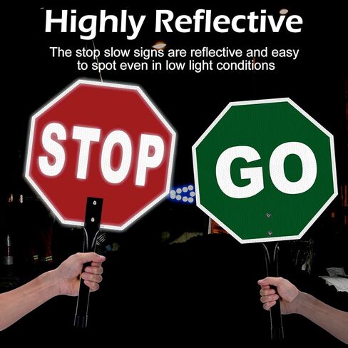 لافتة Stop Go بمقبض، عاكسة من الألومنيوم المقاوم للصدأ مقاس 12 × 12 بوصة، إشارة مرور محمولة للتوقف/الذهاب، مزدوجة الجوانب، مقاومة للطقس، سهلة التركيب in Kuwait