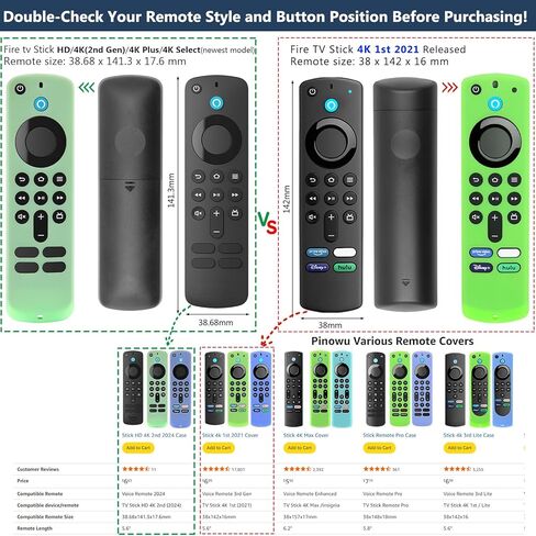 علبة الغلاف عن بُعد (2pcs) متوافقة مع Fire TV Stick HD 4K 2nd (2024 تم إصدارها) / Pioneer Alexa Voice Remote ، غلاف السيليكون المضاد للانزلاق مع حزام معصم (أخضر ، أزرق ، كلاهما توهج) in Saudi Arabia