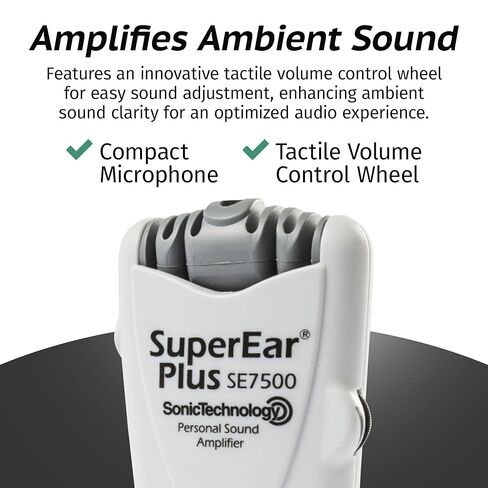 حزمة SuperEar للعناية بالأذن: مضخم صوت شخصي SuperEar Plus SE7500 مع سماعات رأس وسماعات أذن للمساعدة في الاستماع و50 زوجًا، وأغطية سماعات رأس صحية للاستعمال مرة واحدة مقاس 2.5 بوصة in Kuwait