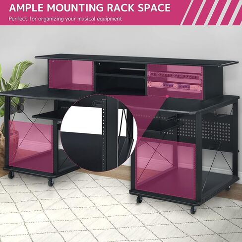 Acme Furniture Metal and Wooden Music Desk with Wheels, Black in Saudi Arabia