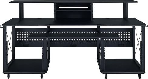 Acme Furniture Metal and Wooden Music Desk with Wheels, Black in Saudi Arabia