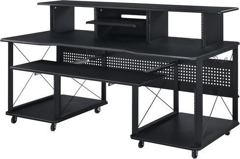 Acme Furniture Metal and Wooden Music Desk with Wheels, Black in Saudi Arabia