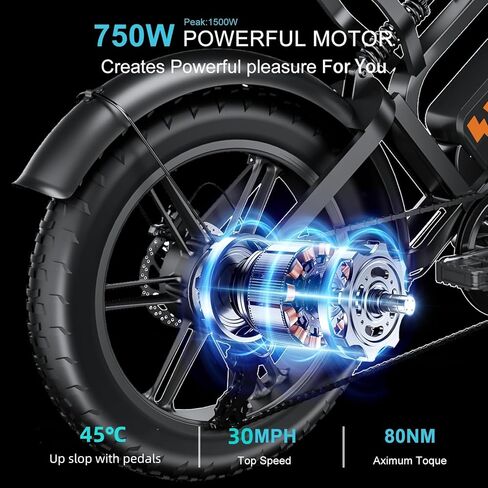 Tamobyke Moped Style 750W/1500W Electric Bike for Adults,28mph/30mph/33mph Ebike&34-80Miles PAS Range,48V15.6ah/18.2ah/ (874Wh) Larger Battery, 20'' Fat Tire Electric Bike,UL 2849 Certified. in Saudi Arabia