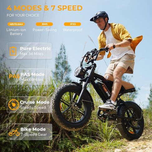 Tamobyke Moped Style 750W/1500W Electric Bike for Adults,28mph/30mph/33mph Ebike&34-80Miles PAS Range,48V15.6ah/18.2ah/ (874Wh) Larger Battery, 20'' Fat Tire Electric Bike,UL 2849 Certified. in Saudi Arabia