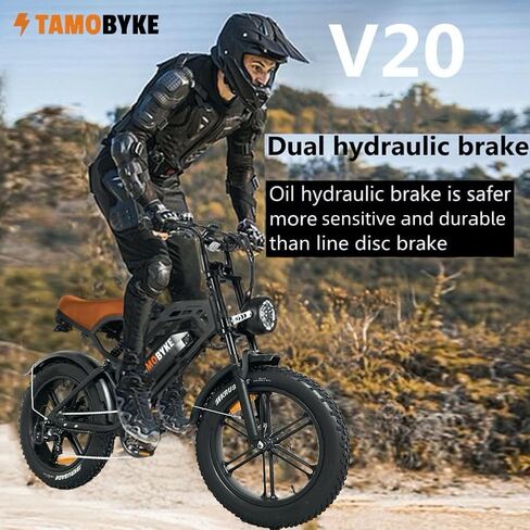 Tamobyke Moped Style 750W/1500W Electric Bike for Adults,28mph/30mph/33mph Ebike&34-80Miles PAS Range,48V15.6ah/18.2ah/ (874Wh) Larger Battery, 20'' Fat Tire Electric Bike,UL 2849 Certified. in Saudi Arabia