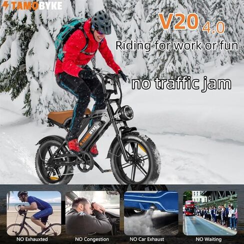 Tamobyke Moped Style 750W/1500W Electric Bike for Adults,28mph/30mph/33mph Ebike&34-80Miles PAS Range,48V15.6ah/18.2ah/ (874Wh) Larger Battery, 20'' Fat Tire Electric Bike,UL 2849 Certified. in Saudi Arabia