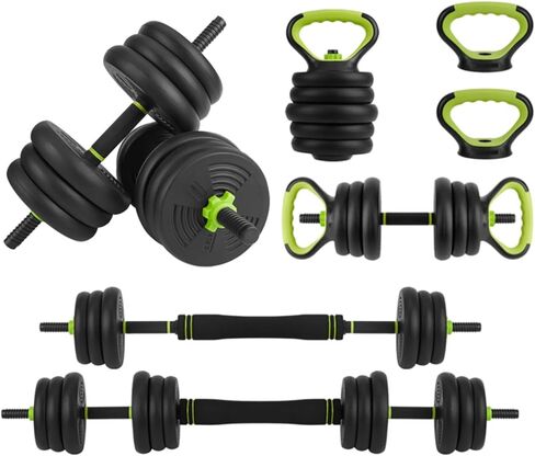 66Lbs Adjustable Dumbbell Set for Home Gym, 4-in-1 Free Weights Set with Connector, Used As Push Up Stand, Adjustable Barbell, Kettlebells for Women & Men, Non-Slip Grip, Space-Saving in Saudi Arabia