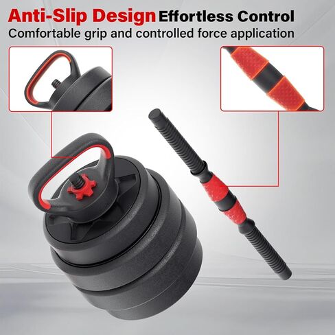 KEY2FUN Adjustable Dumbbells, 22/33/44/66/88LBS Free Weight Set with Connector, 4 in 1 Weight Set Used as Kettlebells, Barbell, Push up Stand, Fitness Exercises for Home Gym Suitable Men/Women in Saudi Arabia