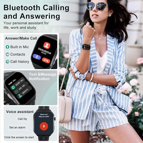 AOC Smartwatch Fitness Sports Watch E09 ، AI GPT Bluetooth Call ، Assistant ‌ ، AMOLED 1.96 شاشة تعمل باللمس ، معدل ضربات القلب ومراقبة النوم ، IP67 ماء الرياضة Watch Watch ، Black in Saudi Arabia