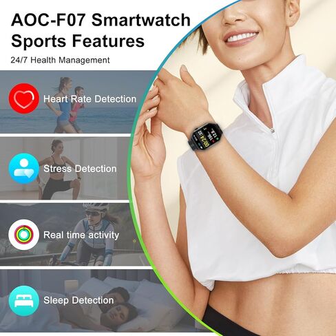 AOC Smartwatch Fitness Sports Watch E09 ، AI GPT Bluetooth Call ، Assistant ‌ ، AMOLED 1.96 شاشة تعمل باللمس ، معدل ضربات القلب ومراقبة النوم ، IP67 ماء الرياضة Watch Watch ، Black in Saudi Arabia